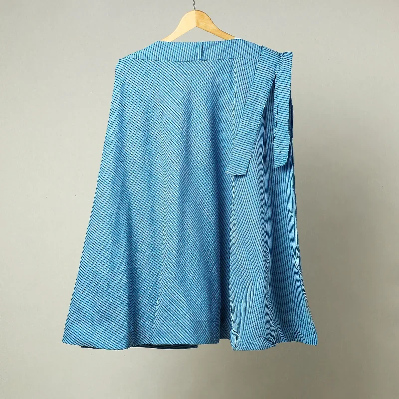 Blue - Plain Handloom Jhiri Cotton Wrap Around Skirt