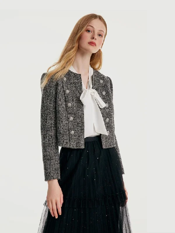 Classic Tweed Cropped Women Jacket