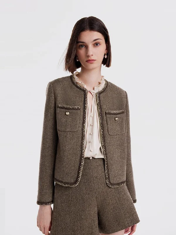 Retro Brown Washable Woolen Jacket