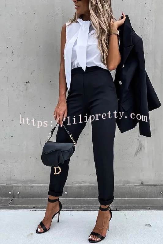 lapel-button-pocket-long-sleeve-blazer-elastic-waist-pants-suit