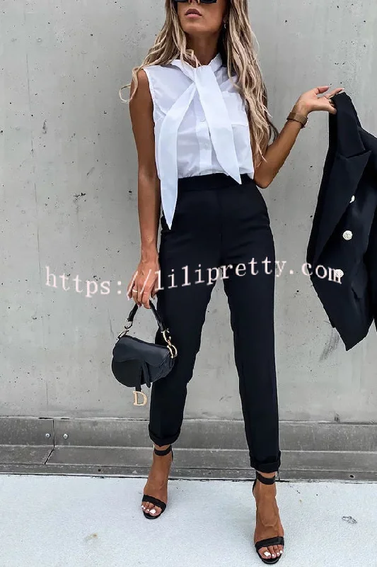 lapel-button-pocket-long-sleeve-blazer-elastic-waist-pants-suit