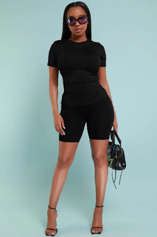 More Love Short Sleeve Biker Set - Black