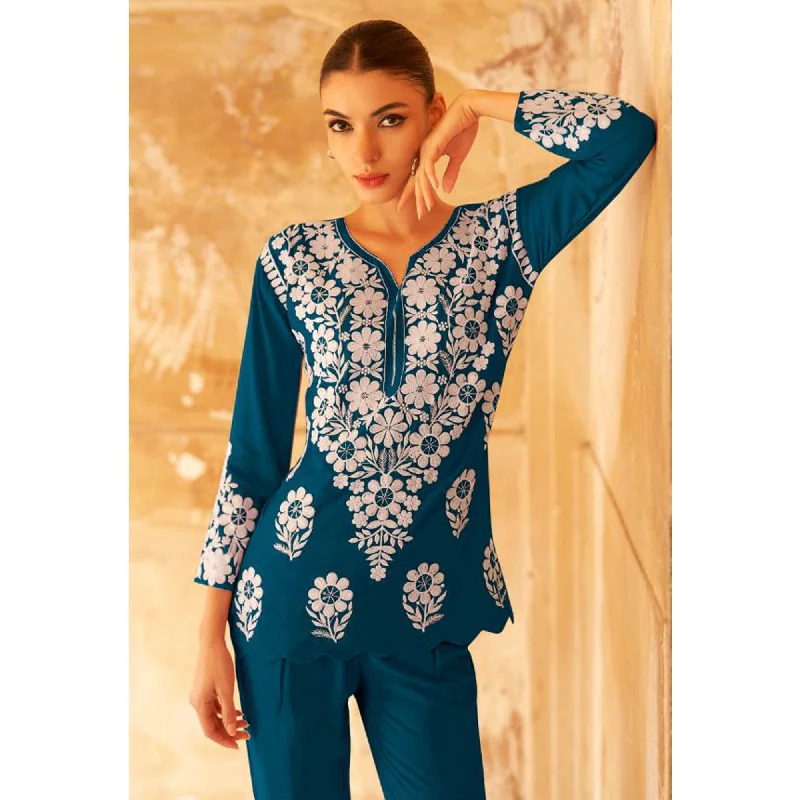 teal-blue-floral-embroidered-rayon-co-ord-set