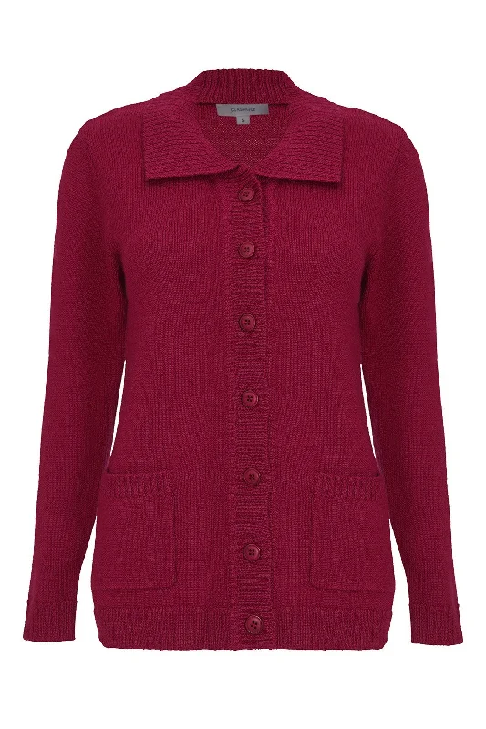 100% Wool Cardigan | RASPBERRY | 9011ZR