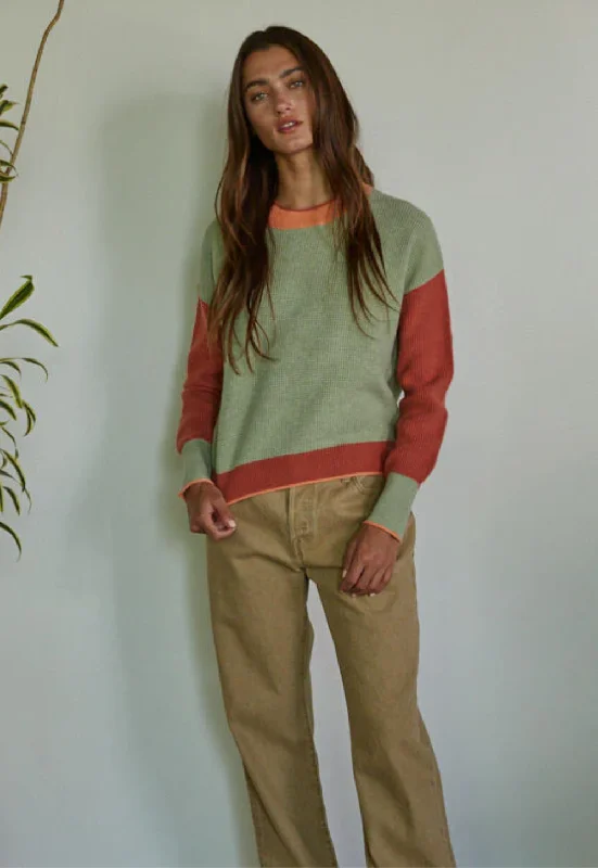 Brynn Contrast Sweater in Sage Cherry