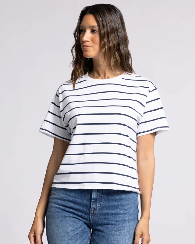 Katelin Tee in White & Navy Stripe