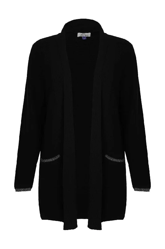 Knit Cardigan with Lurex tipping | BLACK | 7332ZR