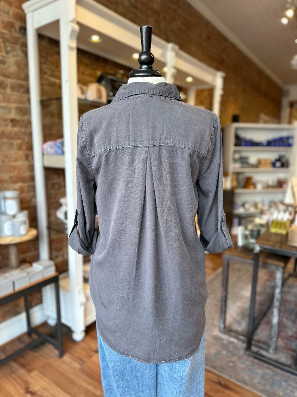 Roll Tab Patch Pocket Tunic in Dark Pewter