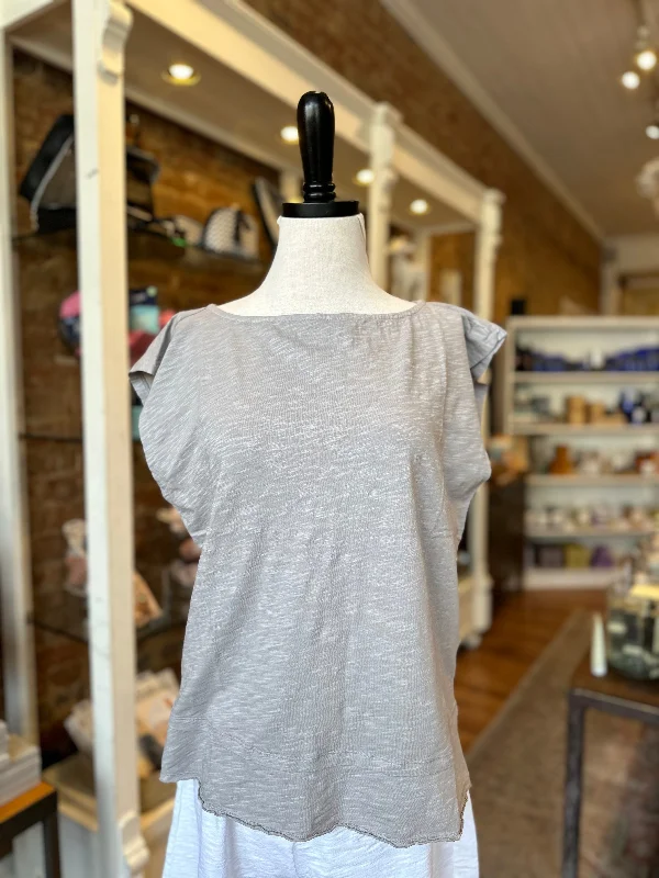 Short Sleeve Wide Neck Tee in Grey Harbor