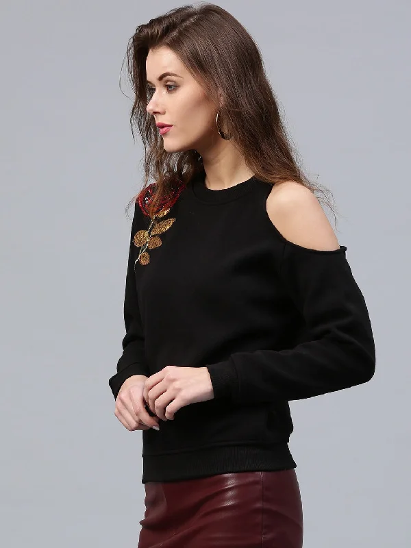 One Cold Shoulder Black Sweatshirt