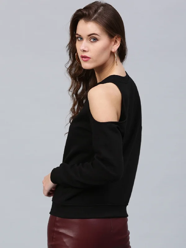 One Cold Shoulder Black Sweatshirt