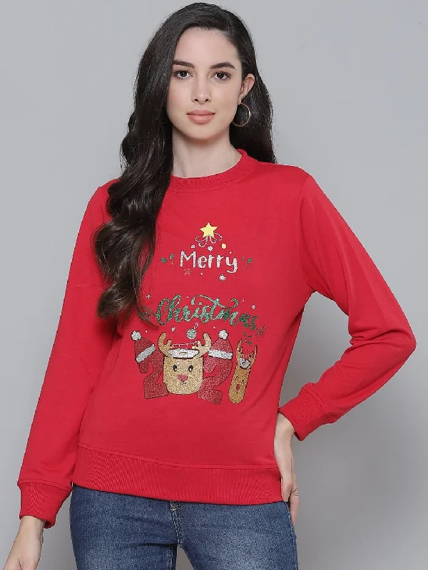 Red MERRY CHRISTMAS Terry Print Sweatshirt