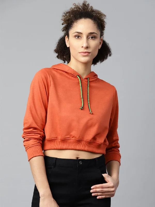 Rust Crop Hoodie Basic Sweatshirt