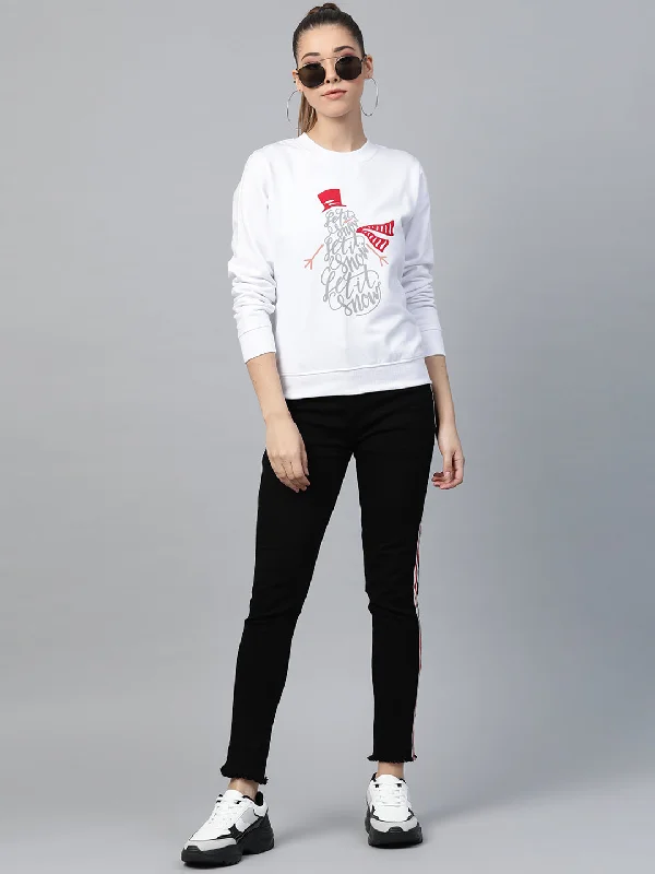 White Let It Snow Print Sweatshirt