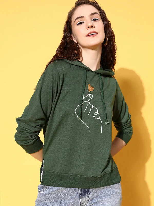 Women Green Like-Me-Print Sweatshirt