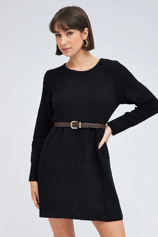 Black Knit Dress Long Sleeve