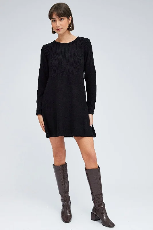 Black Knit Dress Long Sleeve