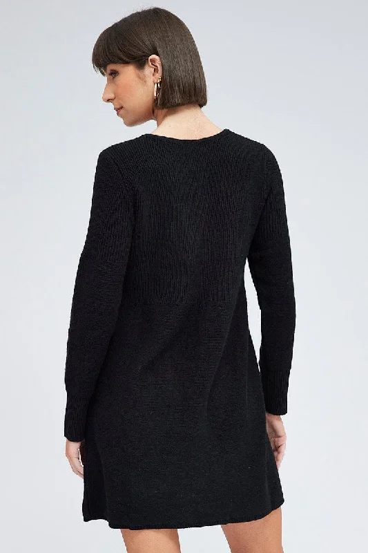 Black Knit Dress Long Sleeve