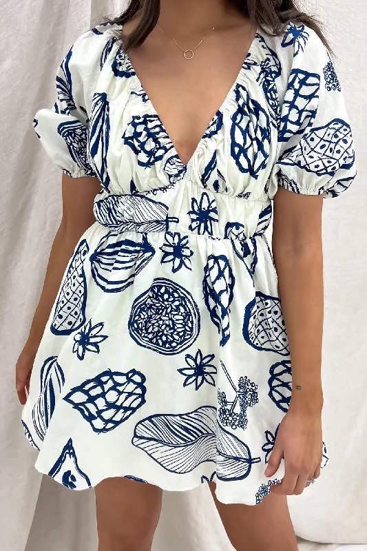 Delta Mini Dress Cream Navy