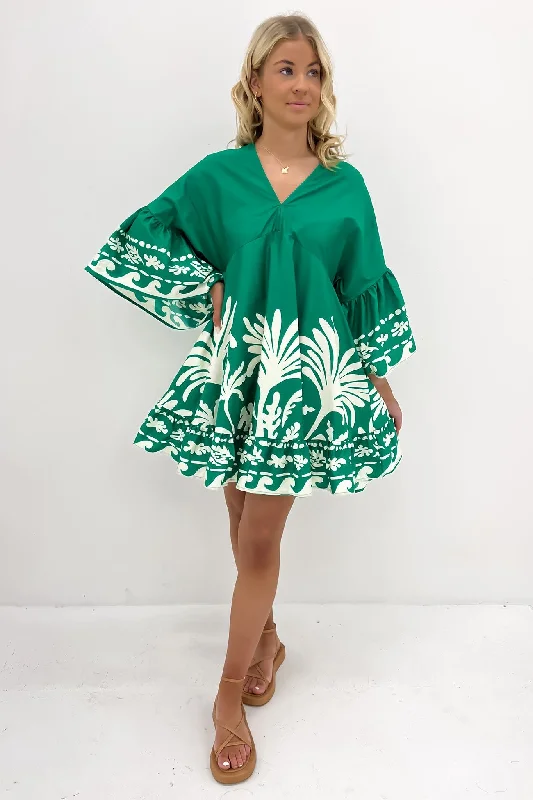 Fallon Mini Dress Green White