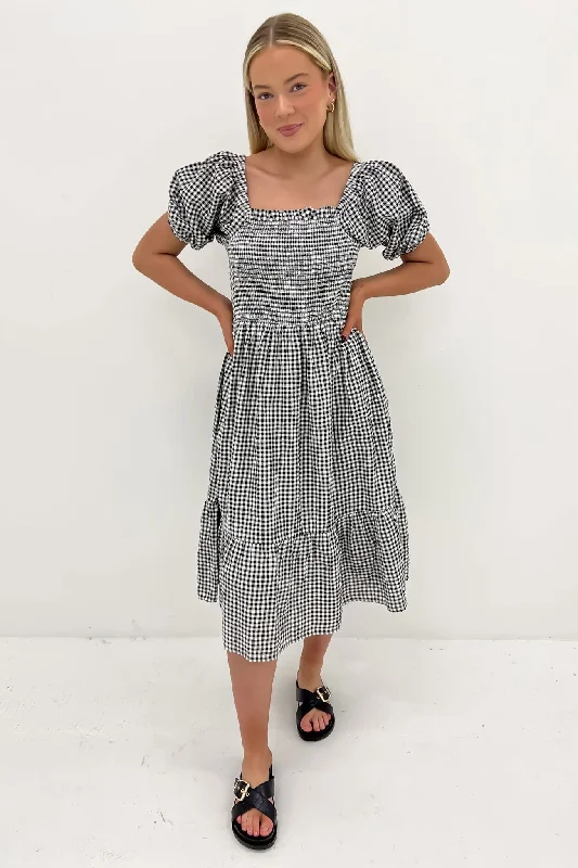 Marlee Midi Dress Black Gingham