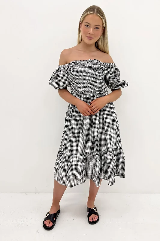 Marlee Midi Dress Black Gingham