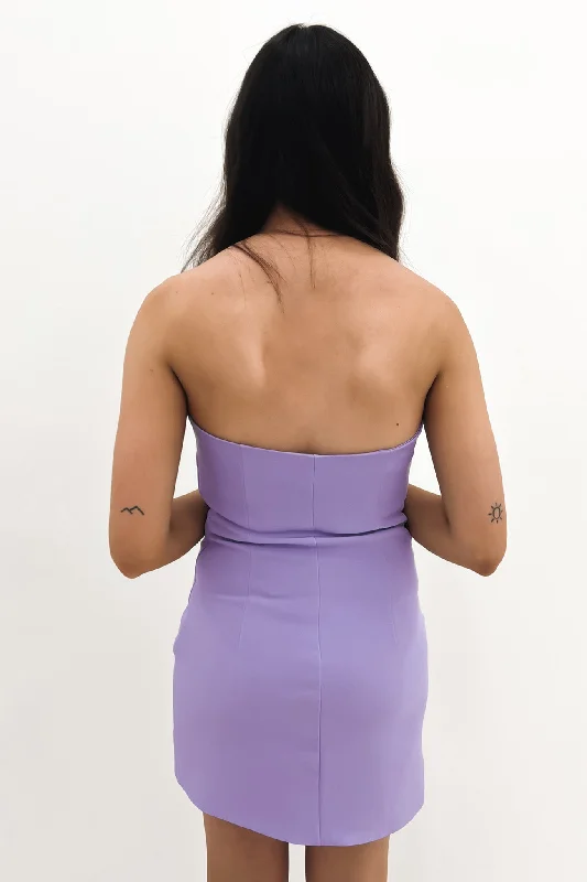 Strapless Wave Mini Dress Lilac