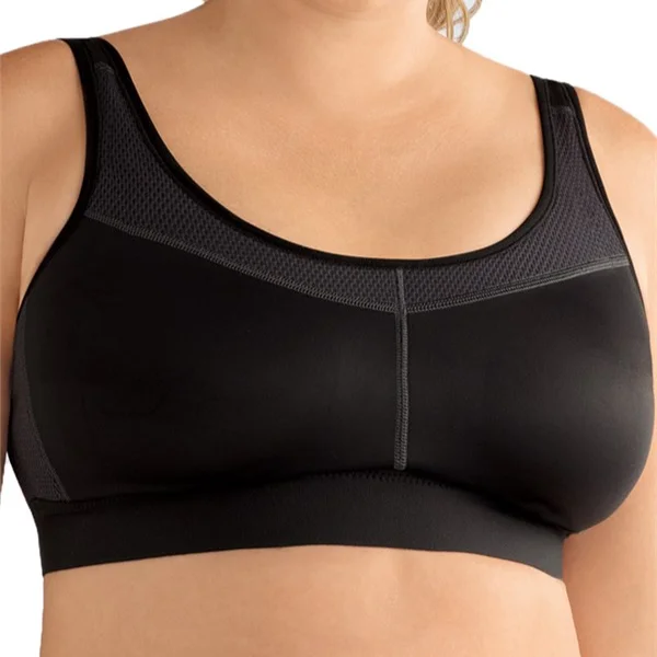 Amoena Power Sports Mastectomy Bra - Medium Support - Black/Grey 1152