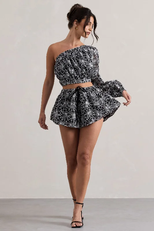 at-last-black-lace-tie-waist-shorts-cl134064002