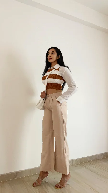 Beige korean pleated pants