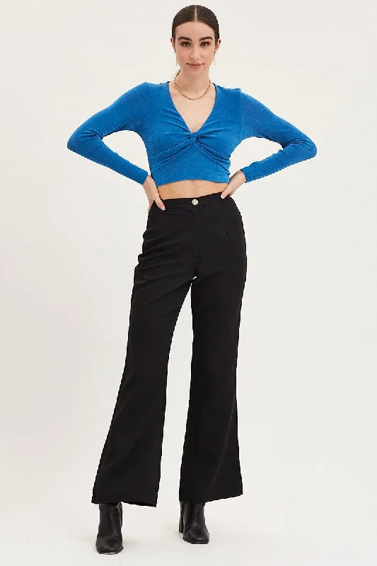 Black Flare Pants High Rise