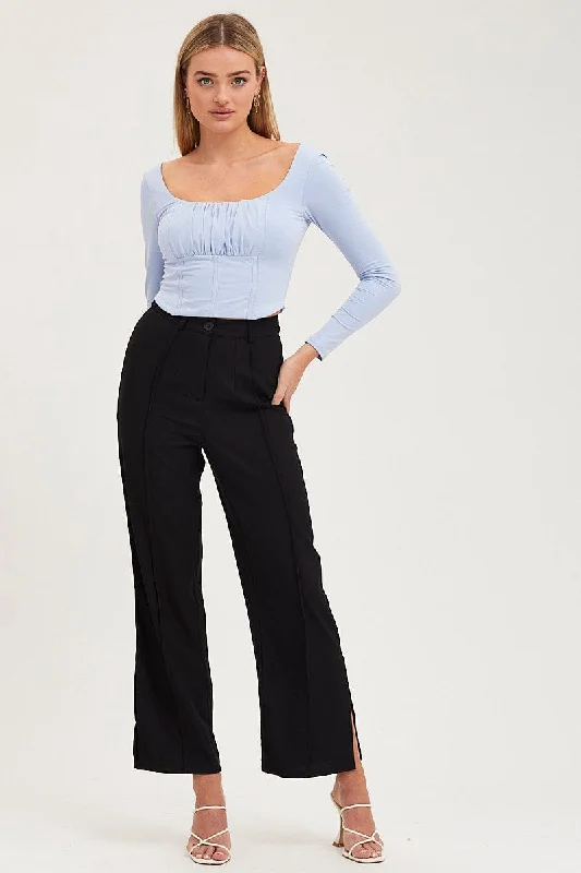 Black Wide Leg Pants High Rise