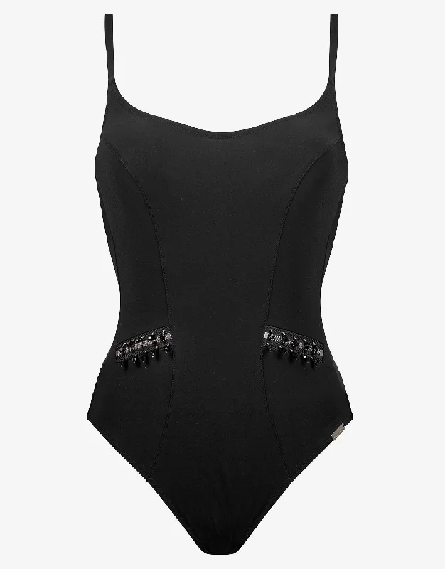 Blackout Hand Embroidered Swimsuit - Black