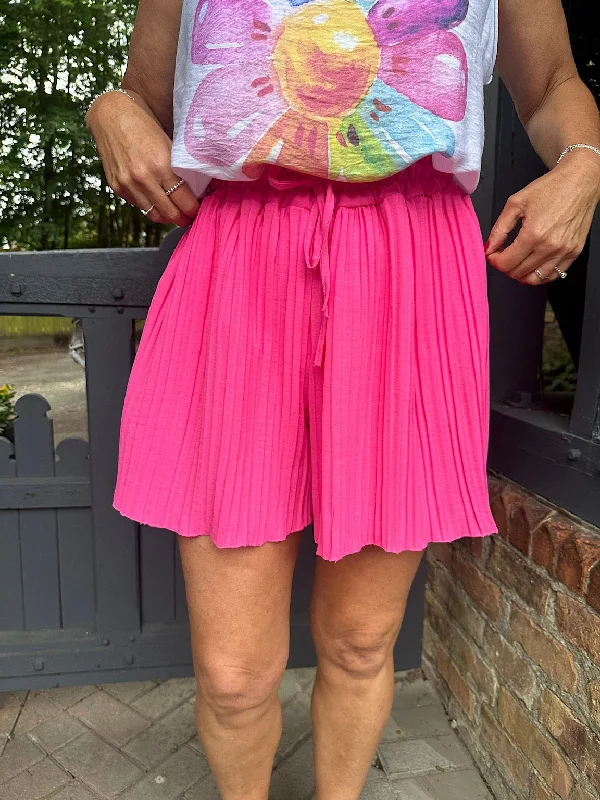 bright-pink-pleated-shorts