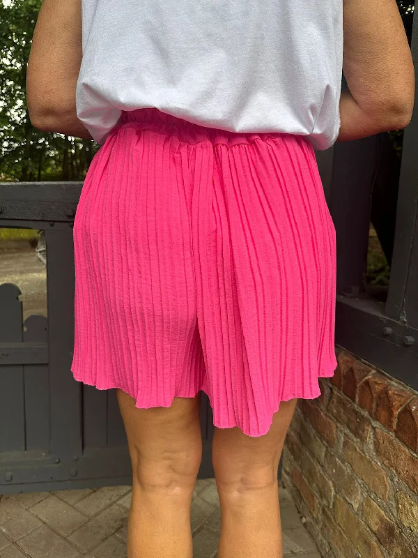 bright-pink-pleated-shorts