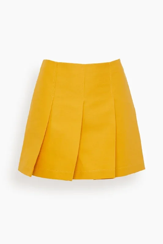 Cady Mini Skirt with Wide Pleats in Orange