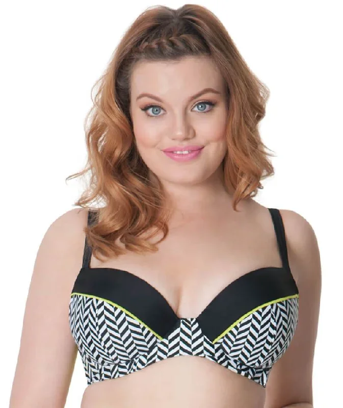 Curvy Kate Hypnotic Plunge Bikini Top - Monochrome/Olive