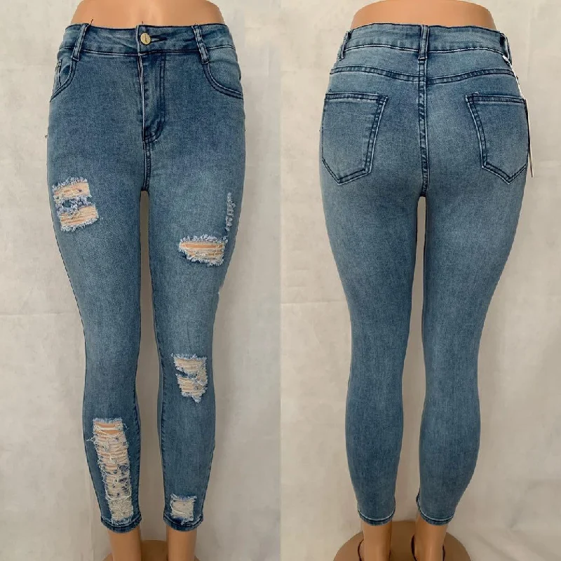 Distressed High Waisted skinny jean