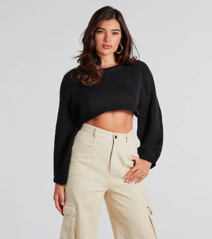 Elevated Cozy Open Back Cropped Sweater