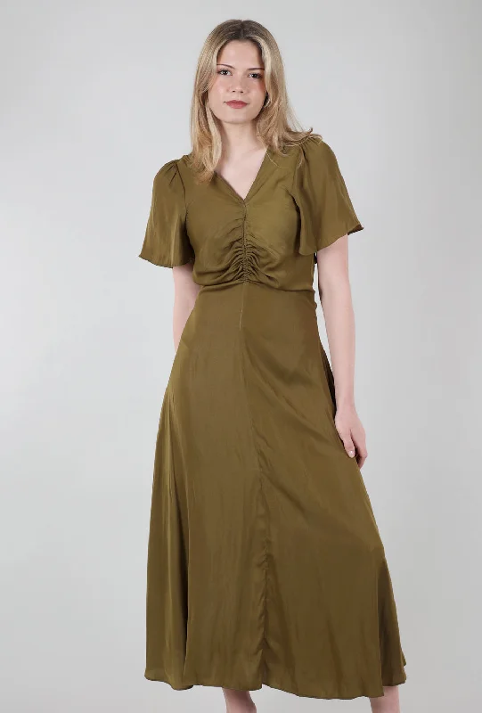 Shirred Waist Maxi Dress, Moss