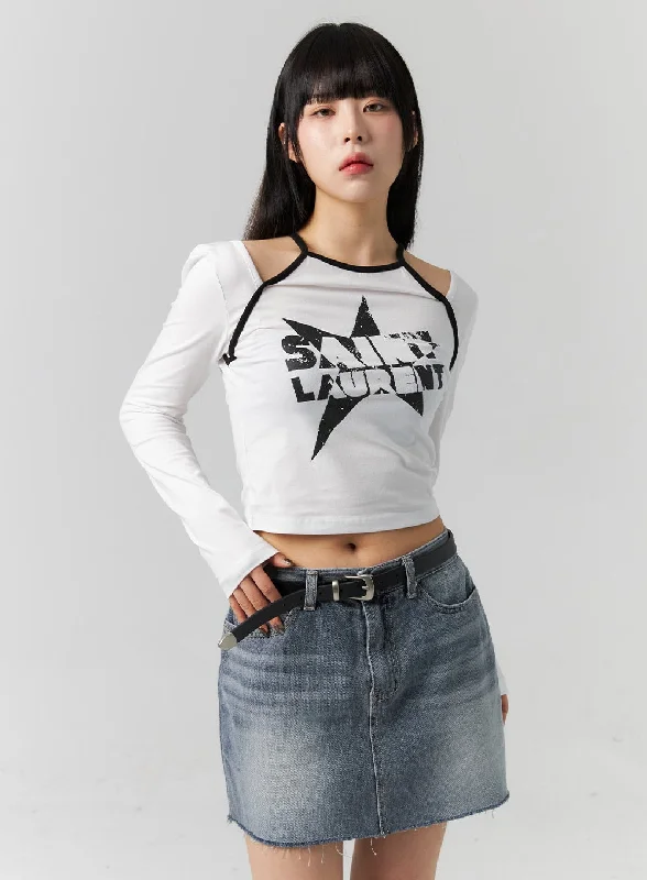 Graphic Cut-Out Crop Top CS314