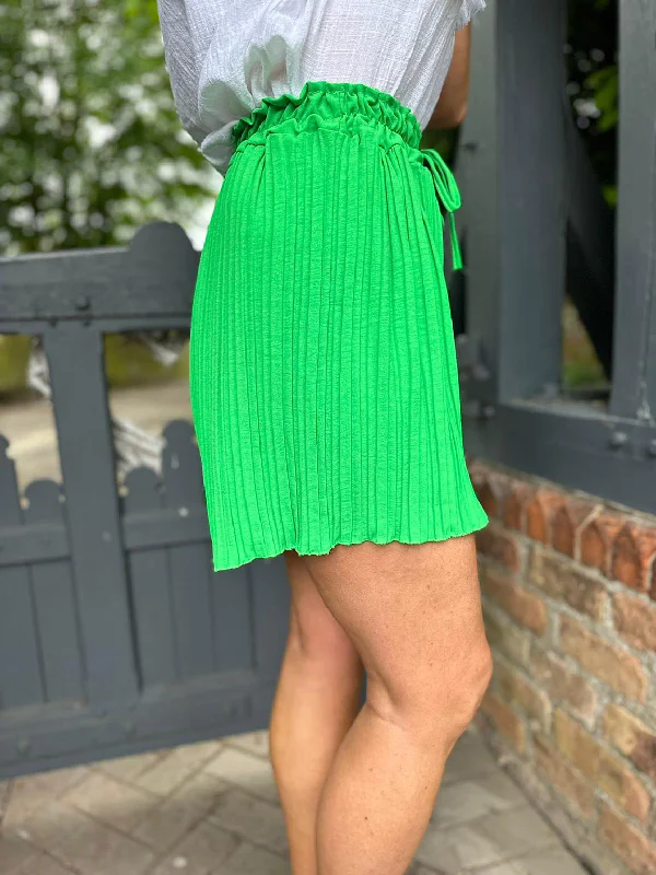 green-pleated-shorts