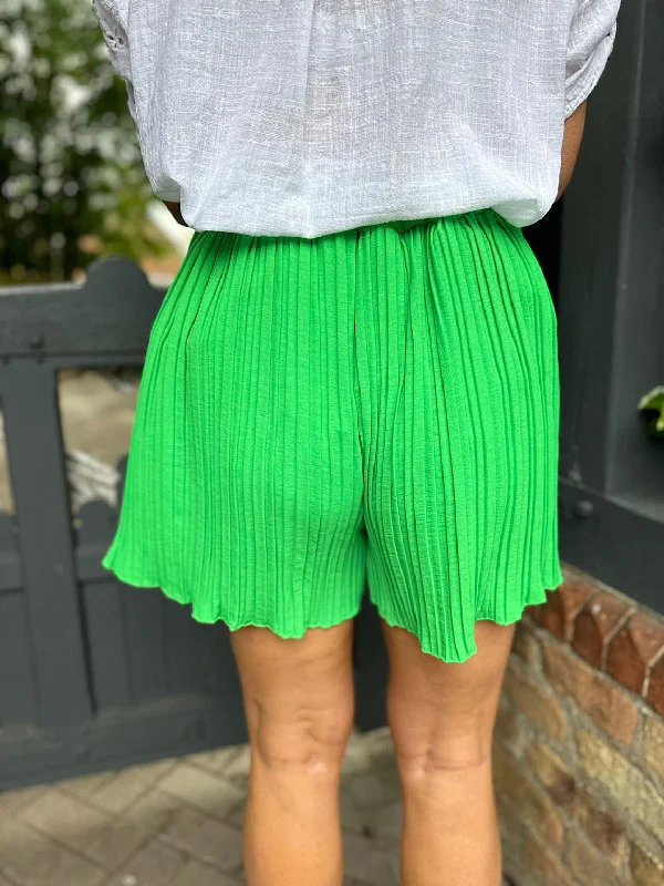 green-pleated-shorts