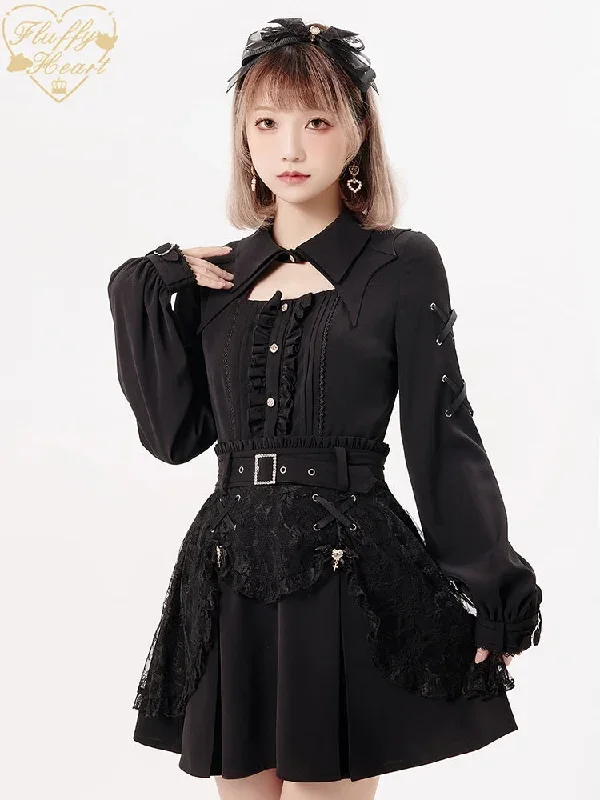 jirai-kei-rhinestone-belt-black-lace-double-layers-skirt