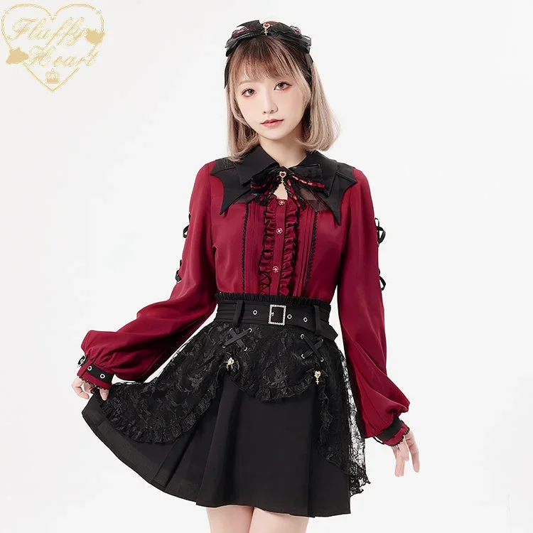 jirai-kei-rhinestone-belt-black-lace-double-layers-skirt