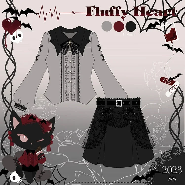 jirai-kei-rhinestone-belt-black-lace-double-layers-skirt