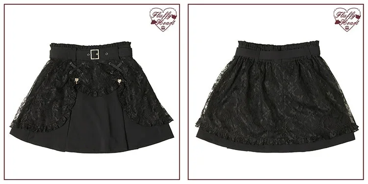 jirai-kei-rhinestone-belt-black-lace-double-layers-skirt