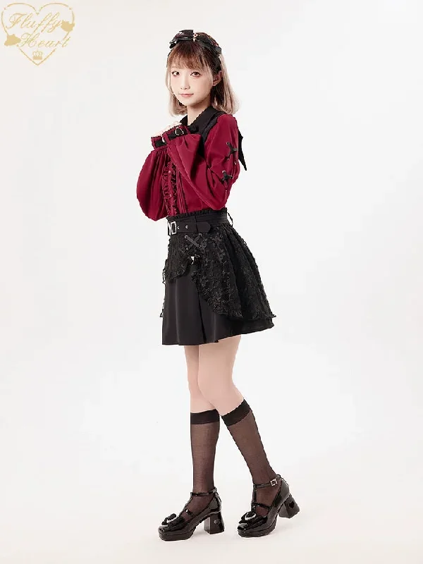 jirai-kei-rhinestone-belt-black-lace-double-layers-skirt