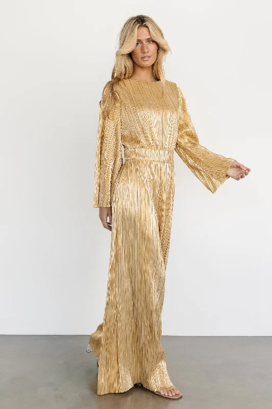 La Rambla Pleated Jumpsuit | Gold