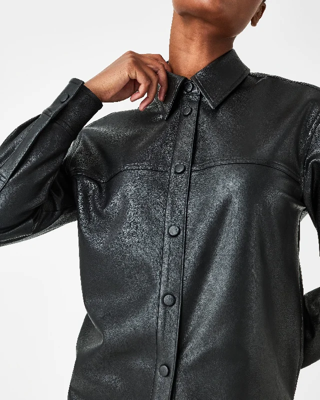 Leather-Like Oversized Shacket